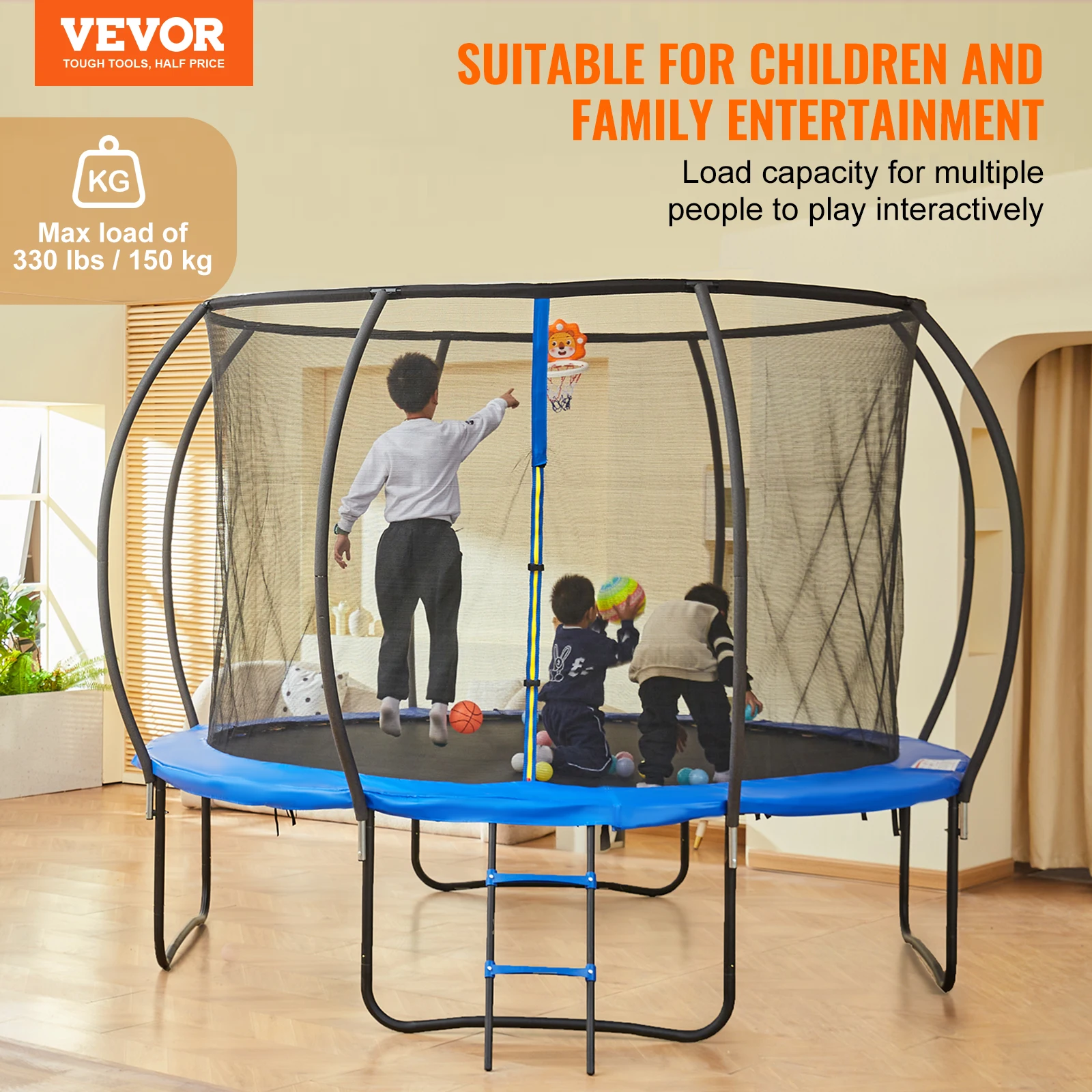 VEVOR Trampoline Heavy Trampoline with Jumping Mat and Spring Cover Padding Outdoor Recreational Trampolines for Kids Adults