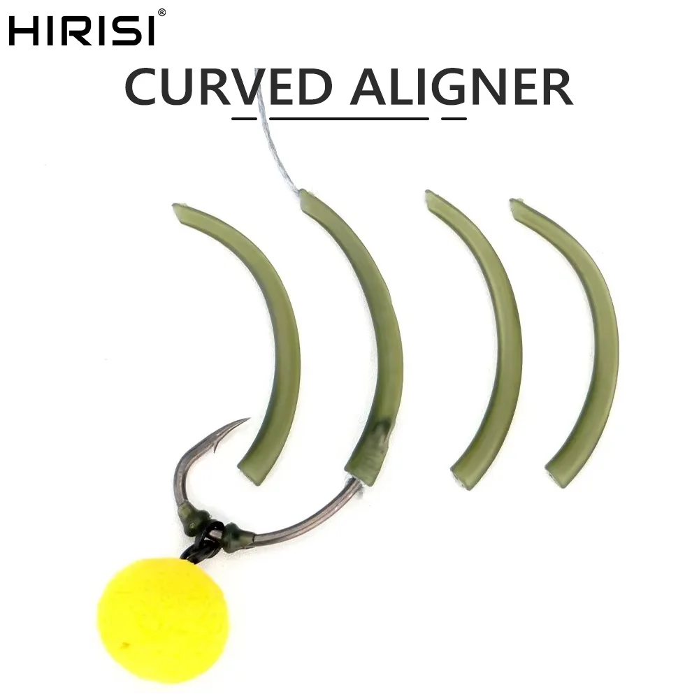 Hirisi 20 piezas accesorios de carpa anzuelo de pesca Kickers vástago curvo gancho línea alineador herramienta pelo carpa aparejo mangas carpa aparejos de pesca