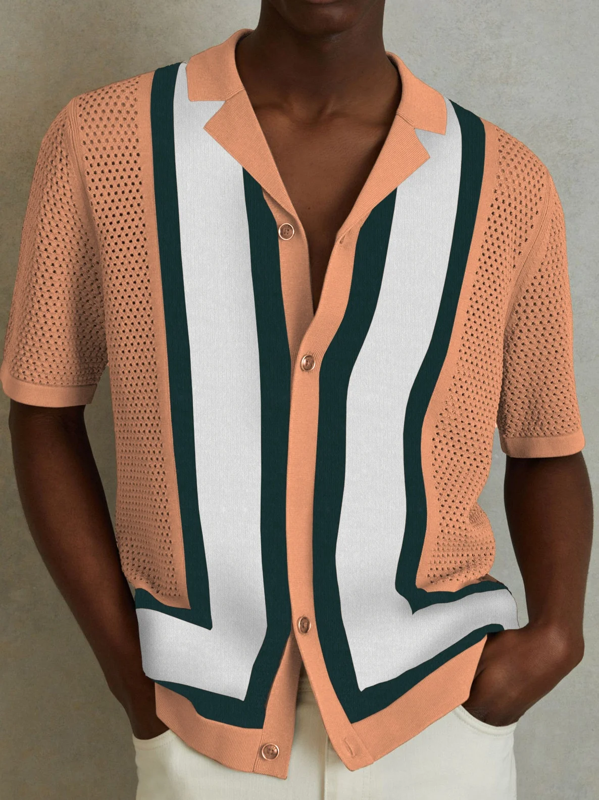 

Весенне-летняя мужская полосатая контрастная футболка Faion Urban Loose Fit ort Sve Повседневная одежда с откидным воротником