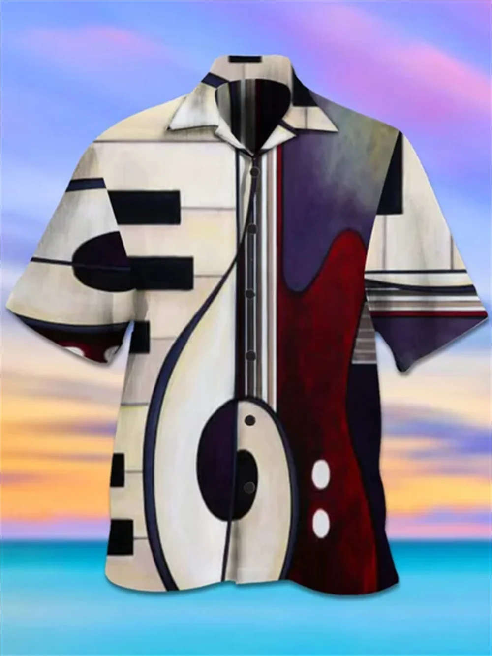 Music Landscape Wolf 3d Printed Summer Hawaiian Shirt Men Women Clothing Beach Short Sleeve Blouse Men\'s Vocation Lapel Camisa