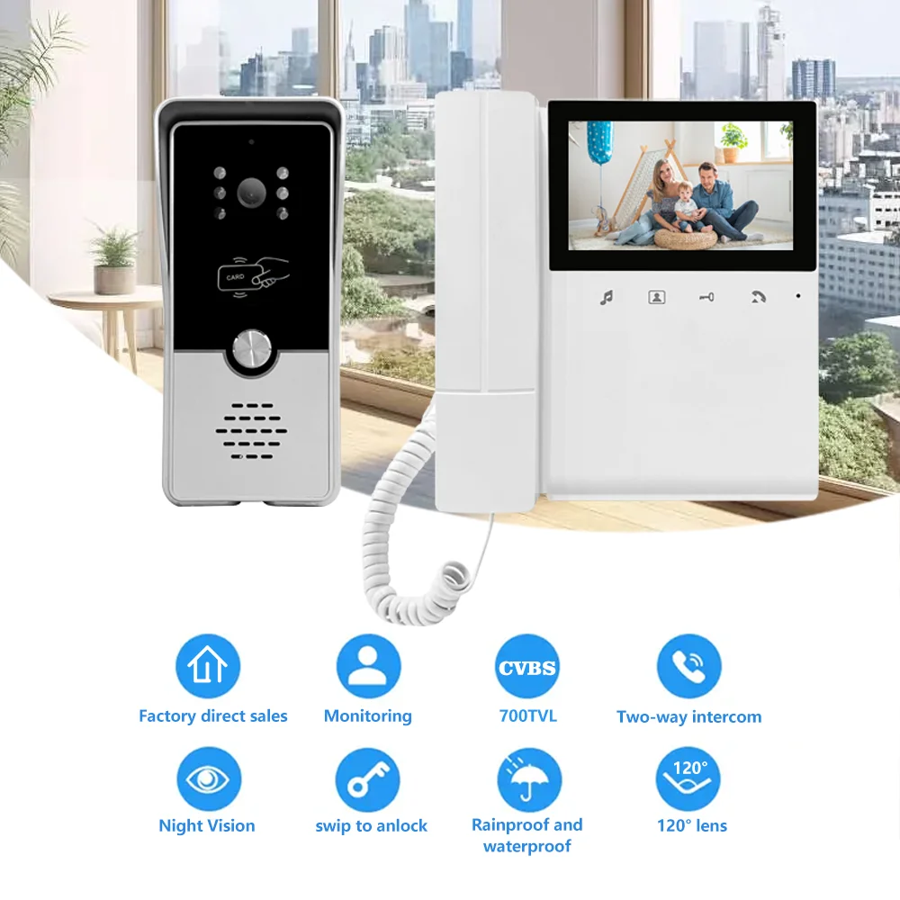 

700P Visual Intercom Home Apartment Security Video Waterproof Intercom Bidirectional Intercom Night Vision