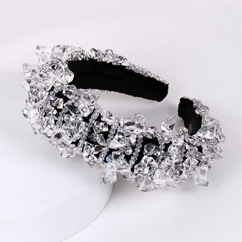 New Fashion Handmade Baroque Bridal Hairbands Luxury Crystal Beaded Padded Headbands For Women Girls Wedding Party Hair Jewelry