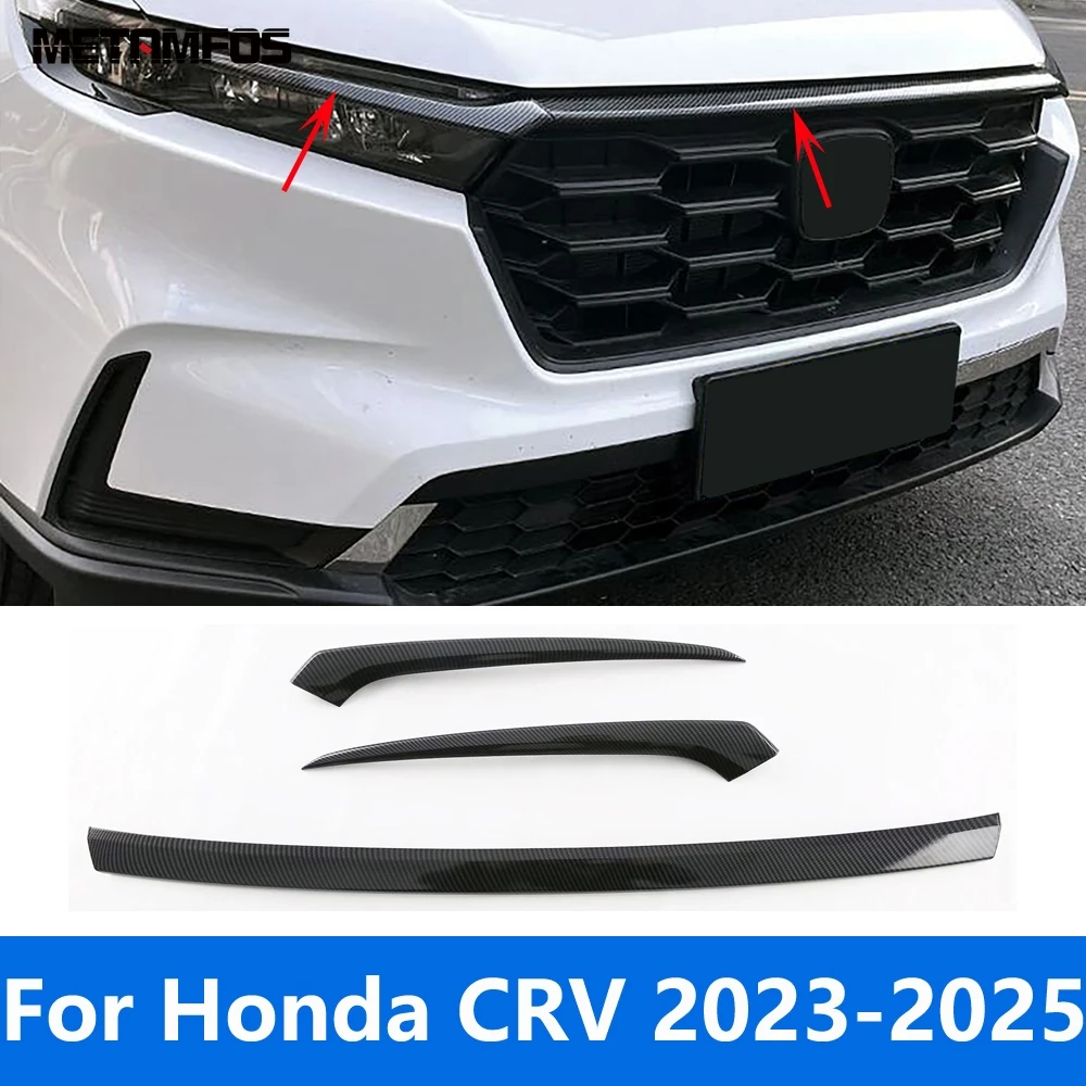 

For Honda CR-V CRV 2023 2024 2025 Carbon Fiber Front Upper Grille Racing Grill Trim Head Light Lamp Eyelid Eyebrow Accessories
