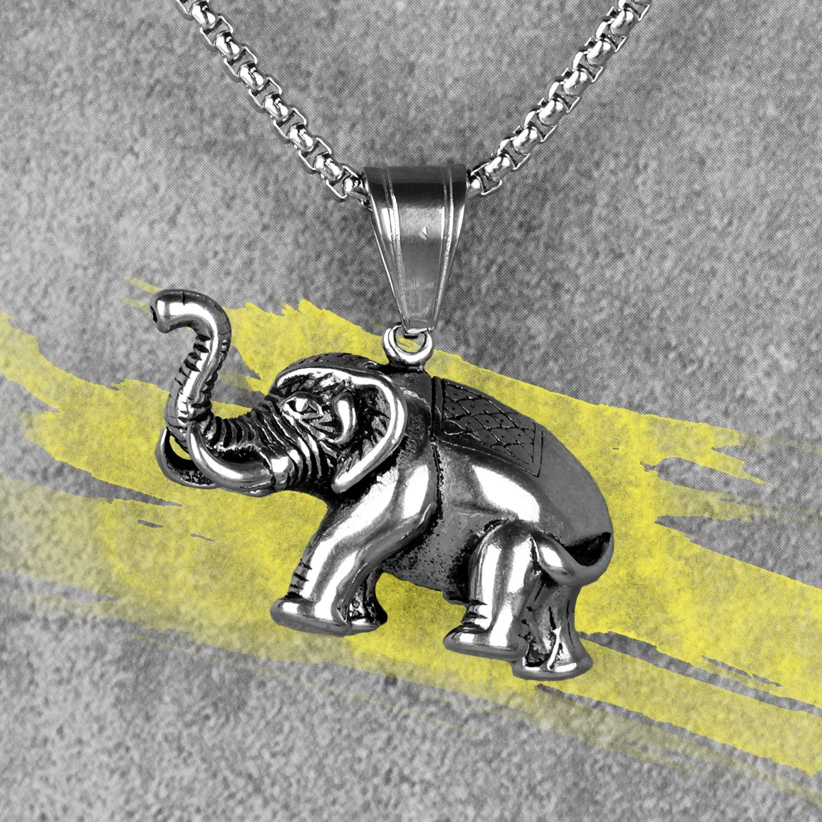 Elephant Animal Mens Long Necklaces Pendants Chain Punk Hip Hop for Boy Male Stainless Steel Jewelry Creativity Gift Wholesale