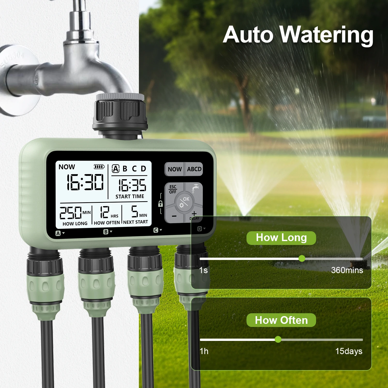 Eshico HCT-379 Intelligent Electronic Digital Automatic Water Timer Outdoor Home Garden Lawn Greenhouse Irrigation System