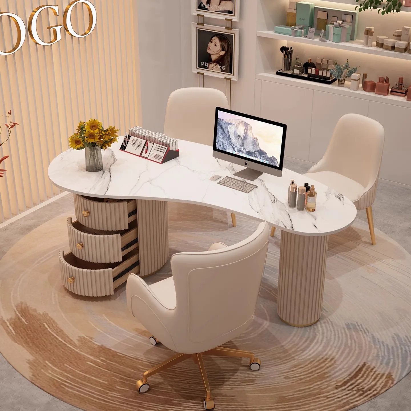 &Modern Luxury Simple Design Medical Beauty Consulting Desk Face-to-Face Diagnosis Table for Salons Office Desks