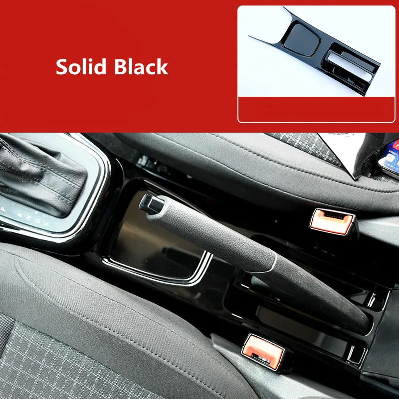 Black Carbon Fiber Printed Car Handbrake Panel Cover Moulding Trim for Volkswagen Polo 2014 2015 2016 2017 2018