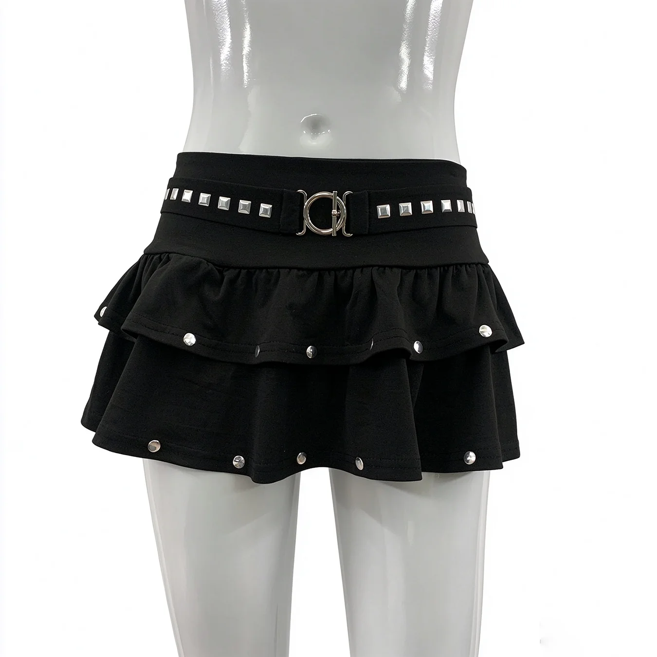 Summer 2000s retro rivet studded diamond irregular trend rock style hip-hop street women's skirt