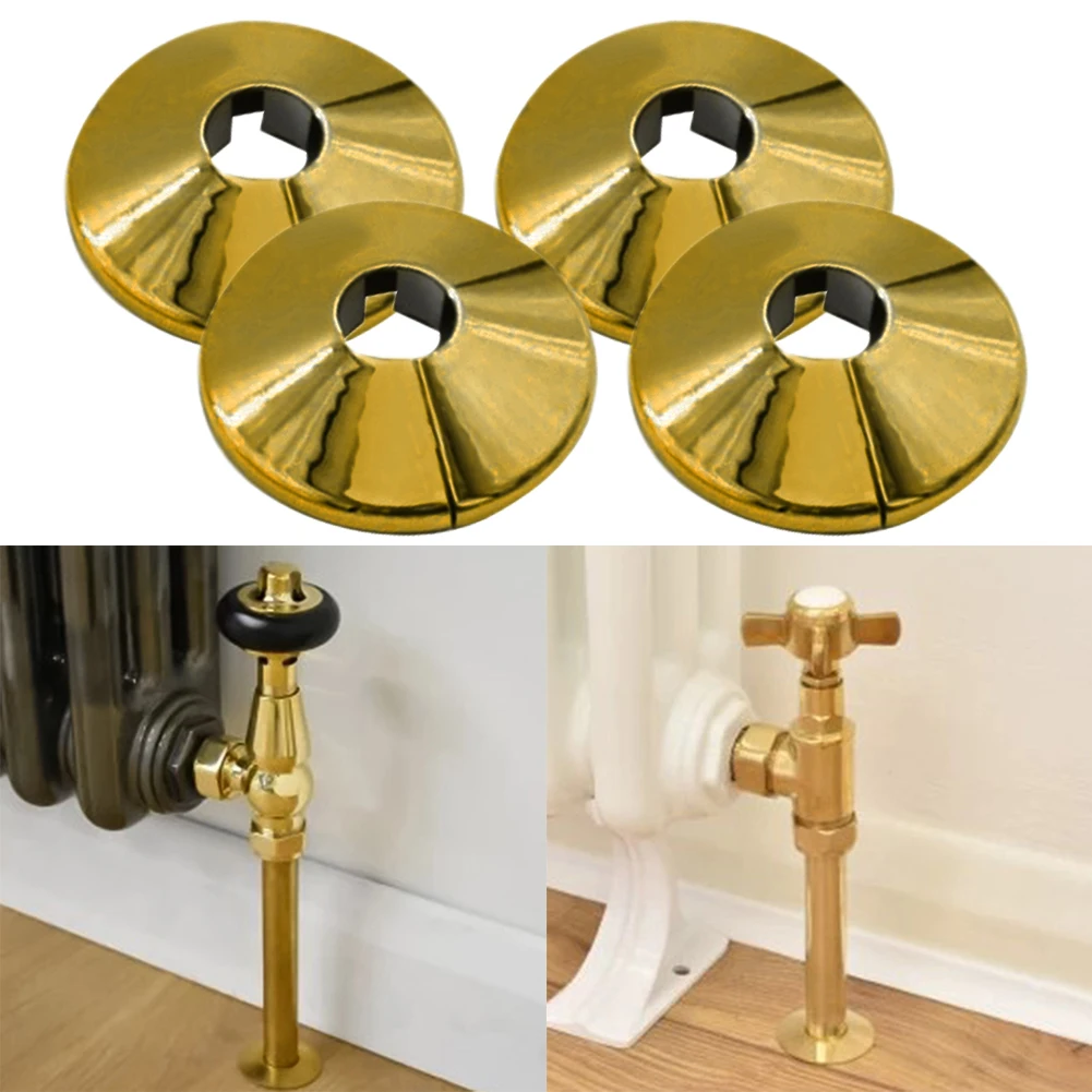 4 Pack Radiator Pipe Collars for 15mm Diameter Pipes Gold Plastic Covers for Radiator Heating Water and Gas Pipes