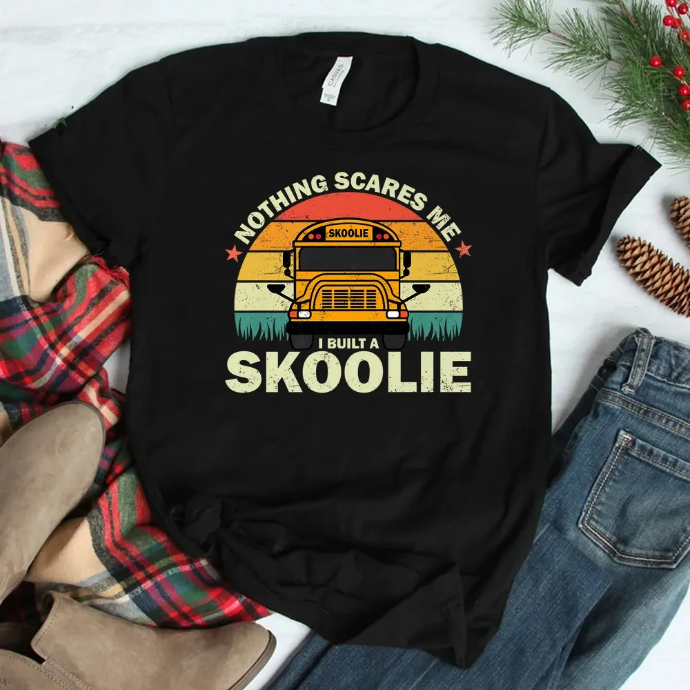 Haunt Reaper Men T Shirt Nothing Scares Me I Built A Skoolie. Cool Skoolie Shirt For Men Custom T-Shirt Rife Printed