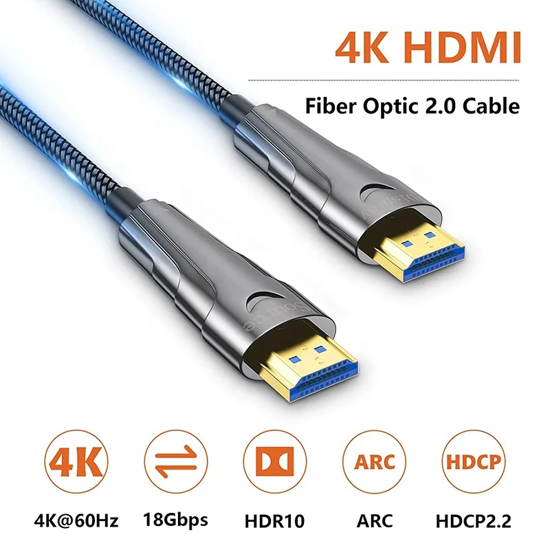 1080P 4K kabel męski do męskiego 2.0 HDMI kabel optyczny światłowodowy 1M 2M 3M 5M 10M 15M 20M 30M 50M 100M kabel wideo HDMI