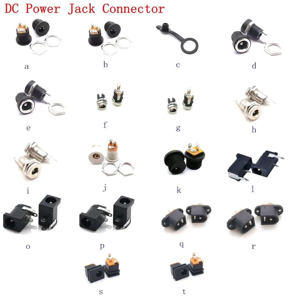 100 pcs DC DC-005 DC022 DC022B DC-025M DC099 5.5x2.1mm/3.5x1.35mm/5.5x2.5mm Female Power Plug Jacket Socket Connector Adapter