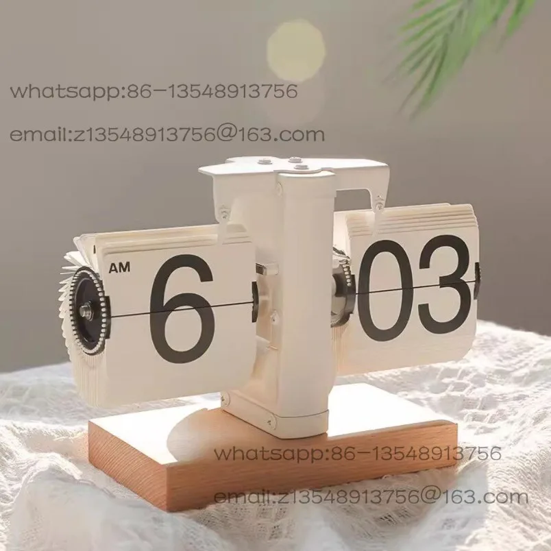 Walnut automatic page clock, desktop living room office ornament in stock