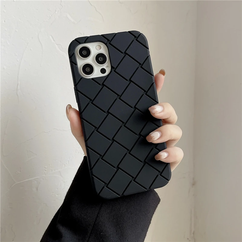 Luxury Checkered Silicone Soft Phone Case for Iphone 14 13 11 Pro Max X XR XS 7 8 Plus 12 Pro Max Cute Fashion Black Green Cover