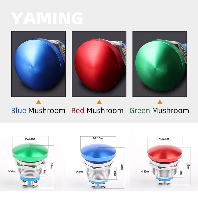 16/19/22Mm DIY Jamur Kepala Merah Hijau Biasanya Buka Ulang Sesaat Peralatan Industri Power Supply Logam push Button Switch