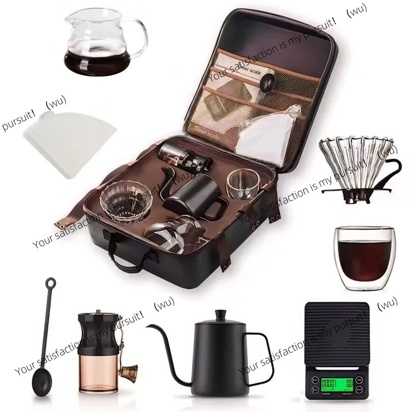 

Hand brewing coffee pot set Hand grinding coffee pot Full set of utensils Filter cup Hand brewing pot combination