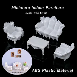 1:50 1:75 Miniature Model Sofa Table Chairs Set ABS Plastic Toys European-style DIY Model Making for Diorama 1 Set