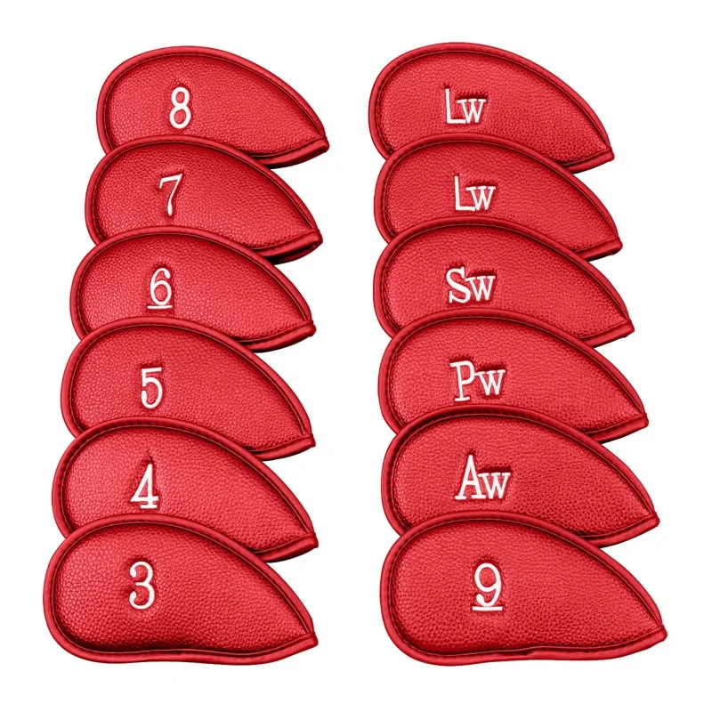 Golf Club Covers For Irons-12Pcs PU Leather Golf Head Covers Set Fit Most Iron Clubs