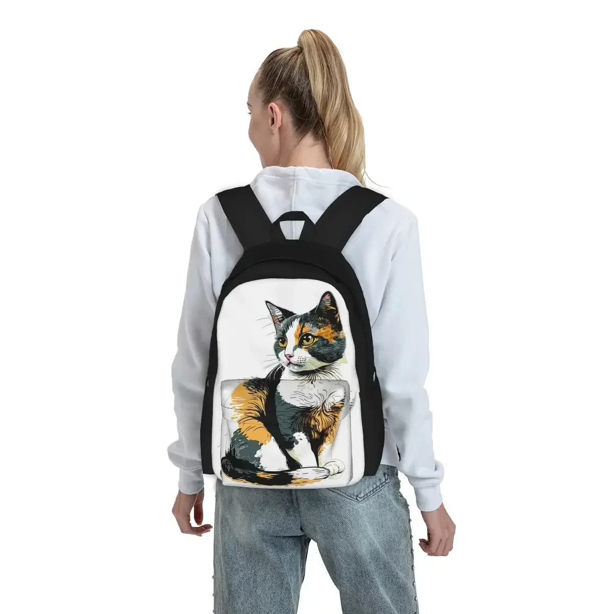 Cute Calico Cat Backpacks Boys Girls Bookbag Students School Bags Cartoon Laptop Rucksack Shoulder Bag Large Capacity