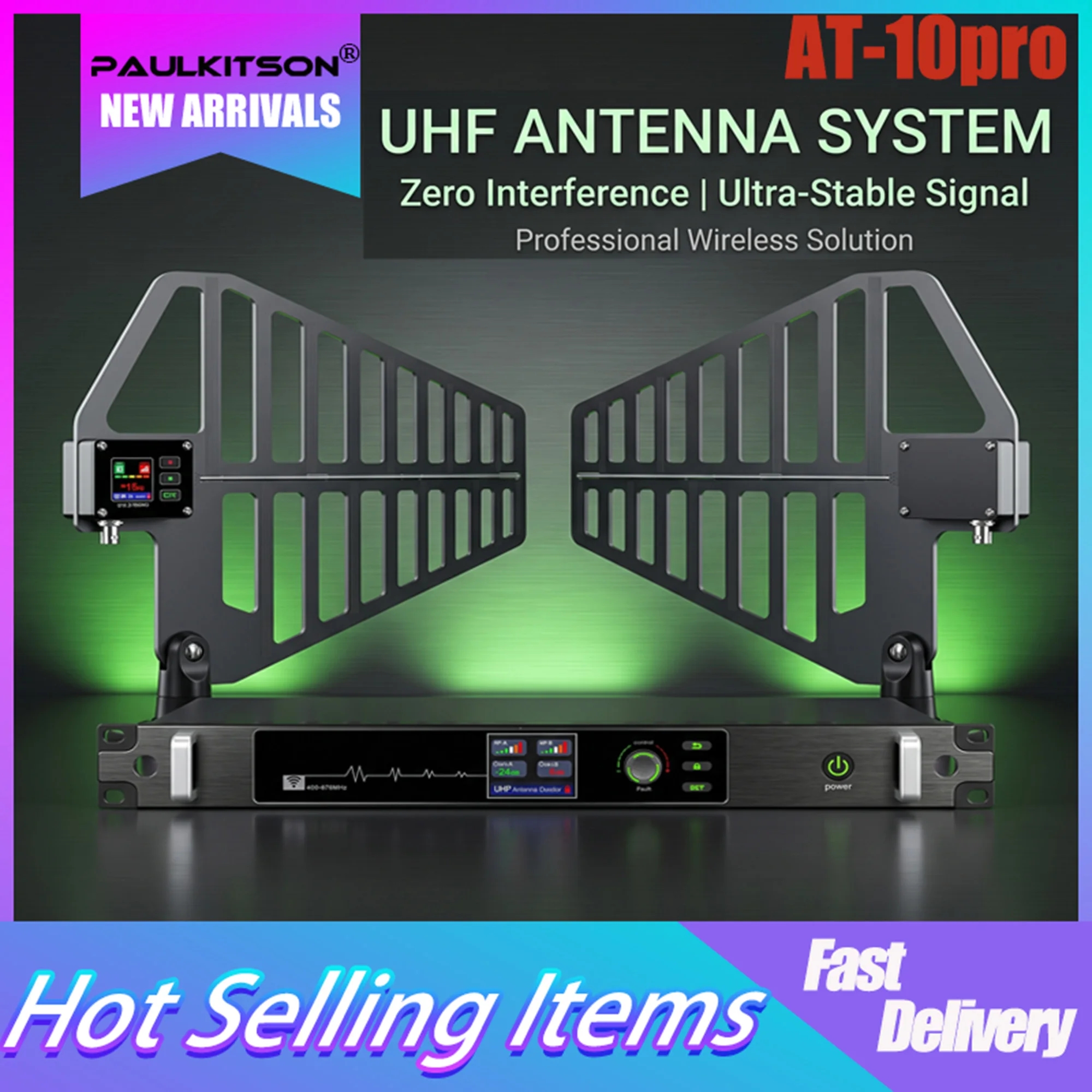 

Paulkitson AT-10pro UHF Antenna Distribution System 10CH Wireless Mic Amp Zero Interference Stable Signal for Stage Karaoke Live