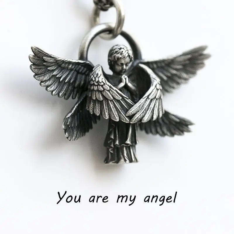 Hot Sale Six Winged Angel Pendant Necklace For Men Good Wish Angel Alloy Steel Pedant Men’s Necklace Jewelry Gifts