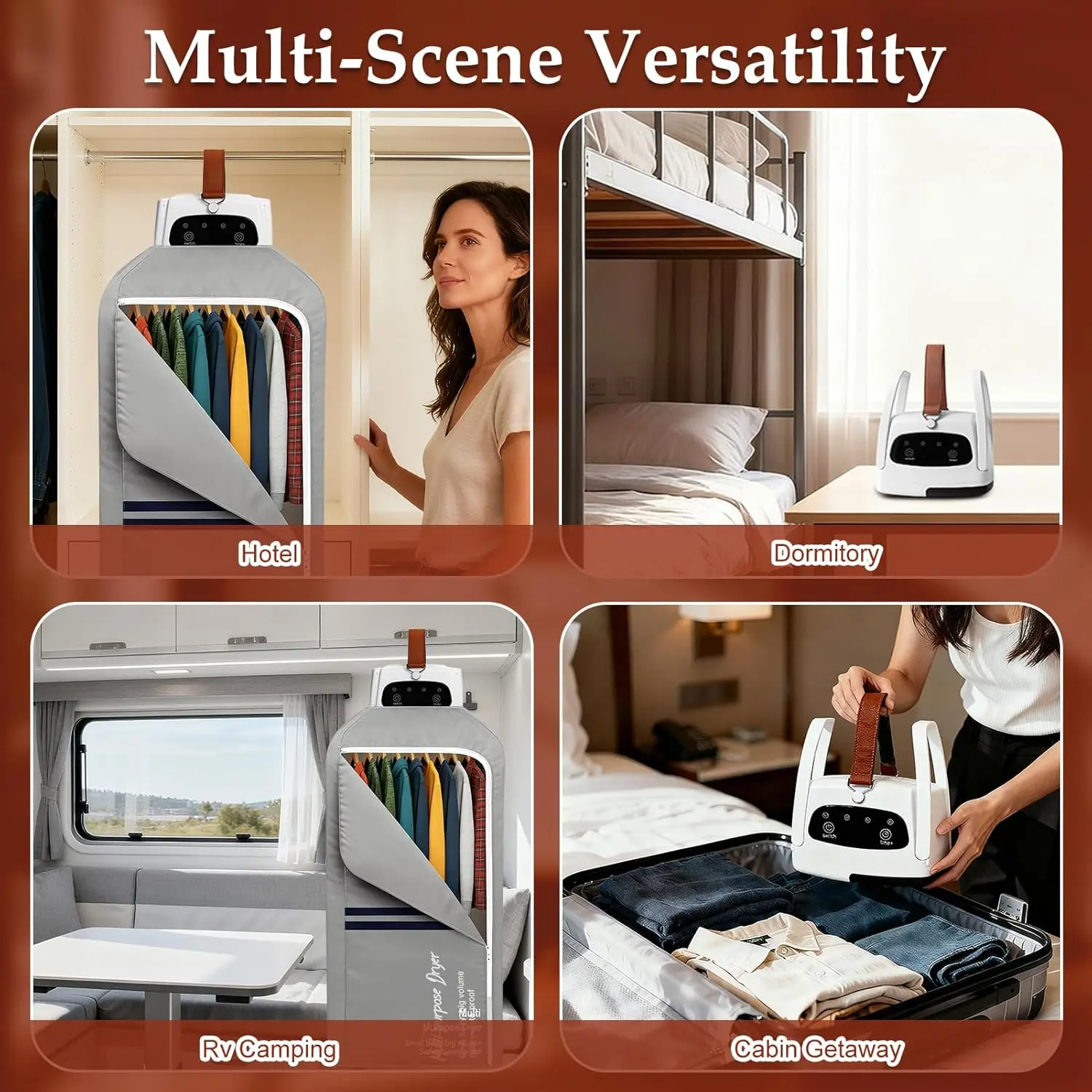 مجفف ملابس صغير محمول، 140 ° مجفف كهربائي F 300W للسفر والشقة والمركبات الترفيهية - يحمل 7 عناصر (أزرق)