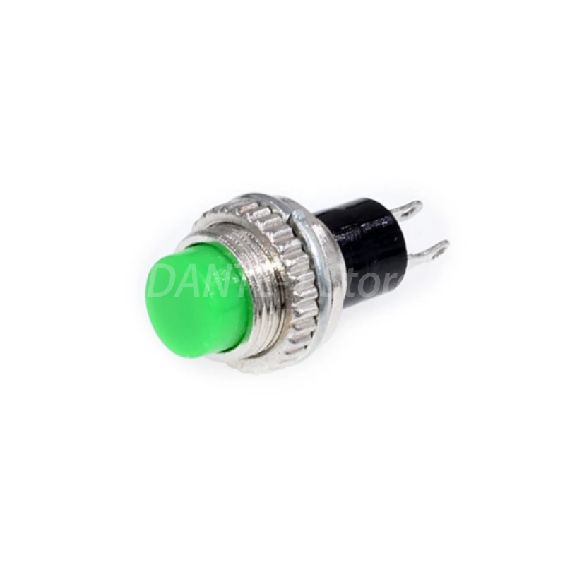 10MM small push button switch DS-314 non-self-locking reset non-locking round push button switch two-foot red/green