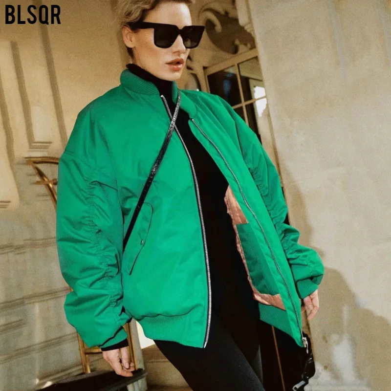 

Clothing 2025 Winter Street Fashion Baseball Jacket Loose Cotton Coat Women's Outerwear A19518