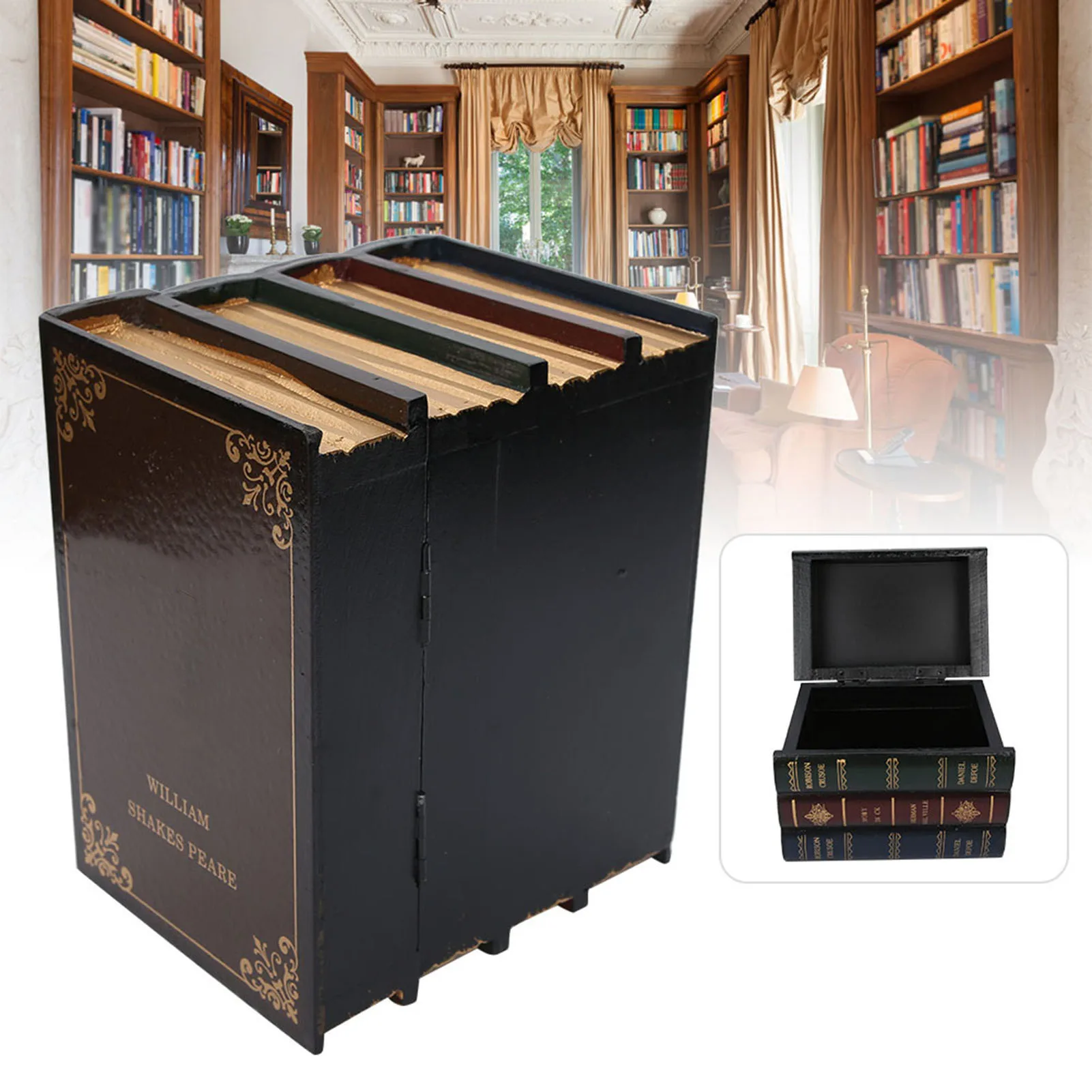 Book Shaped Box Home Decoration Props Office Bookcase Ornaments Jewelry Storage Case Jewelry Storage Box Antique Book Shaped Box