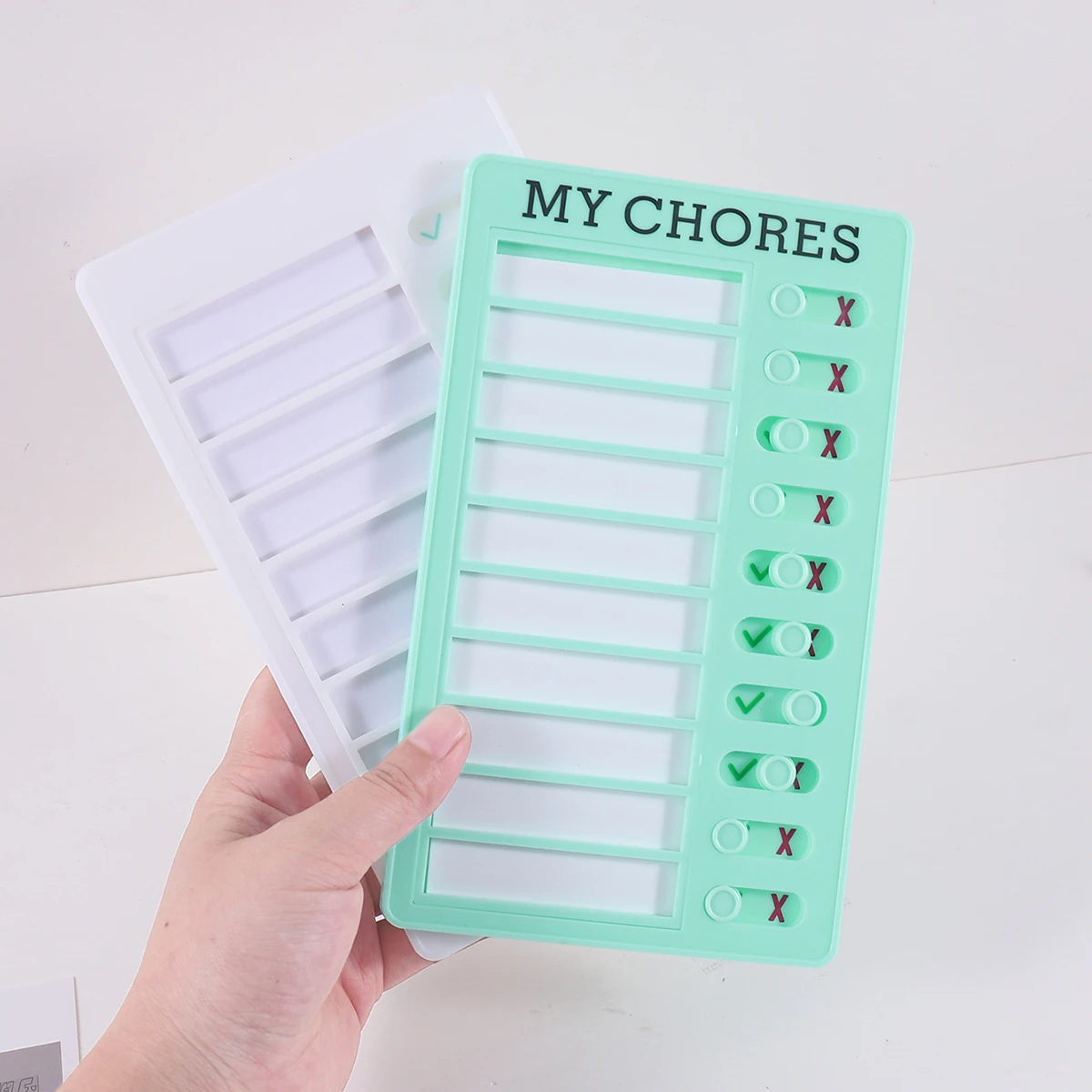 Self Discipline Checklist Board, Replaceable Plastic Chore Chart for Kids Adults, Summer Task Planner & Daily Habit Tracker