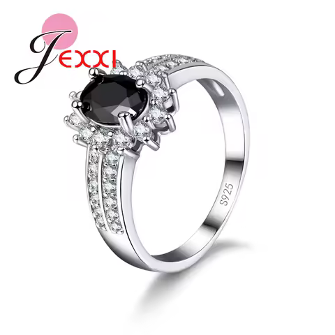 Luxury Black Qnyx 925 Sterling Silver Needle Double Finger Ring For Women With Paved Micro AAA Cubic Zircon Jewelry Wholesale