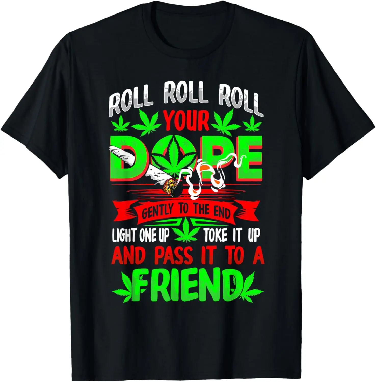 Funny Weed Pot Lover Roll Joint Friend Smoking Marijuana Short Sleeve T-Shirt 100% Cotton Trendy Y2K Short-Sleeve Tee – Soft,