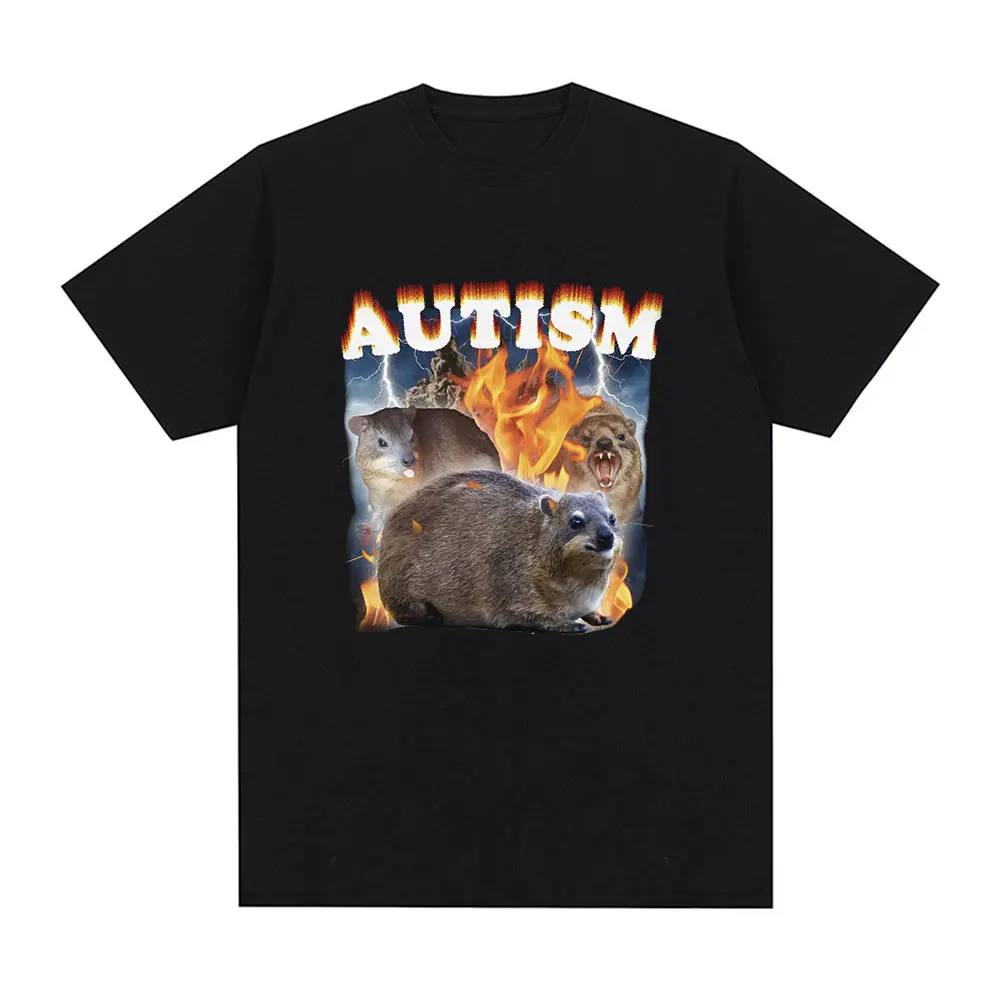 Autism Funny Opossum Meme Graphic T-shirt Men's Women Fashion Vintage Short Sleeve T-shirts Cotton Round Neck Oversized T Shirt