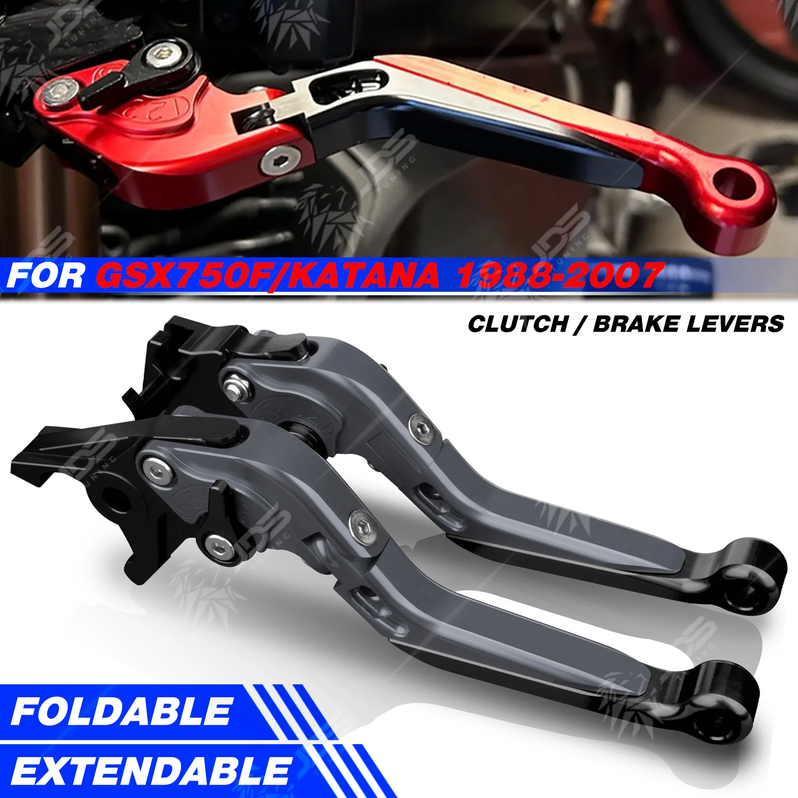 JDSTUNING For Suzuki GSX750F/KATANA 1988-2007 Clutch Lever Brake Lever Set Foldable Adjustable Handle Levers Accessories Parts