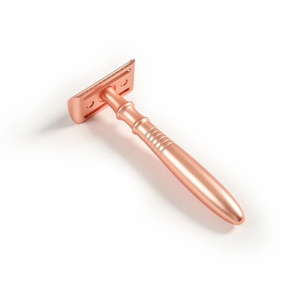 Colorlamb Zinc Alloy Safety Razor for Men 12CM Rose Golden Double Edge 100g Classic Manual Barber Razor