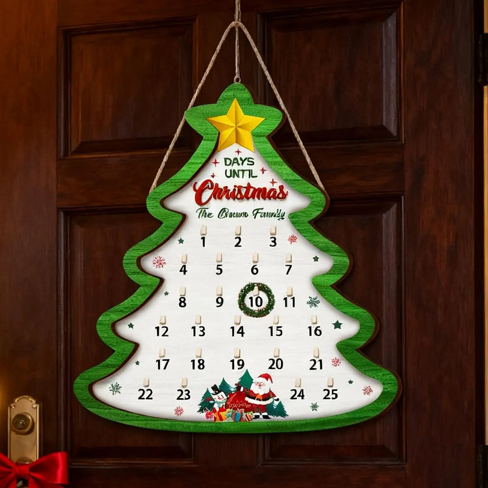 2025 Christmas Countdown Wooden Calendar Sign Wall Decor Sign Home Door and Wall Ornaments for Party Wall Door Living Room
