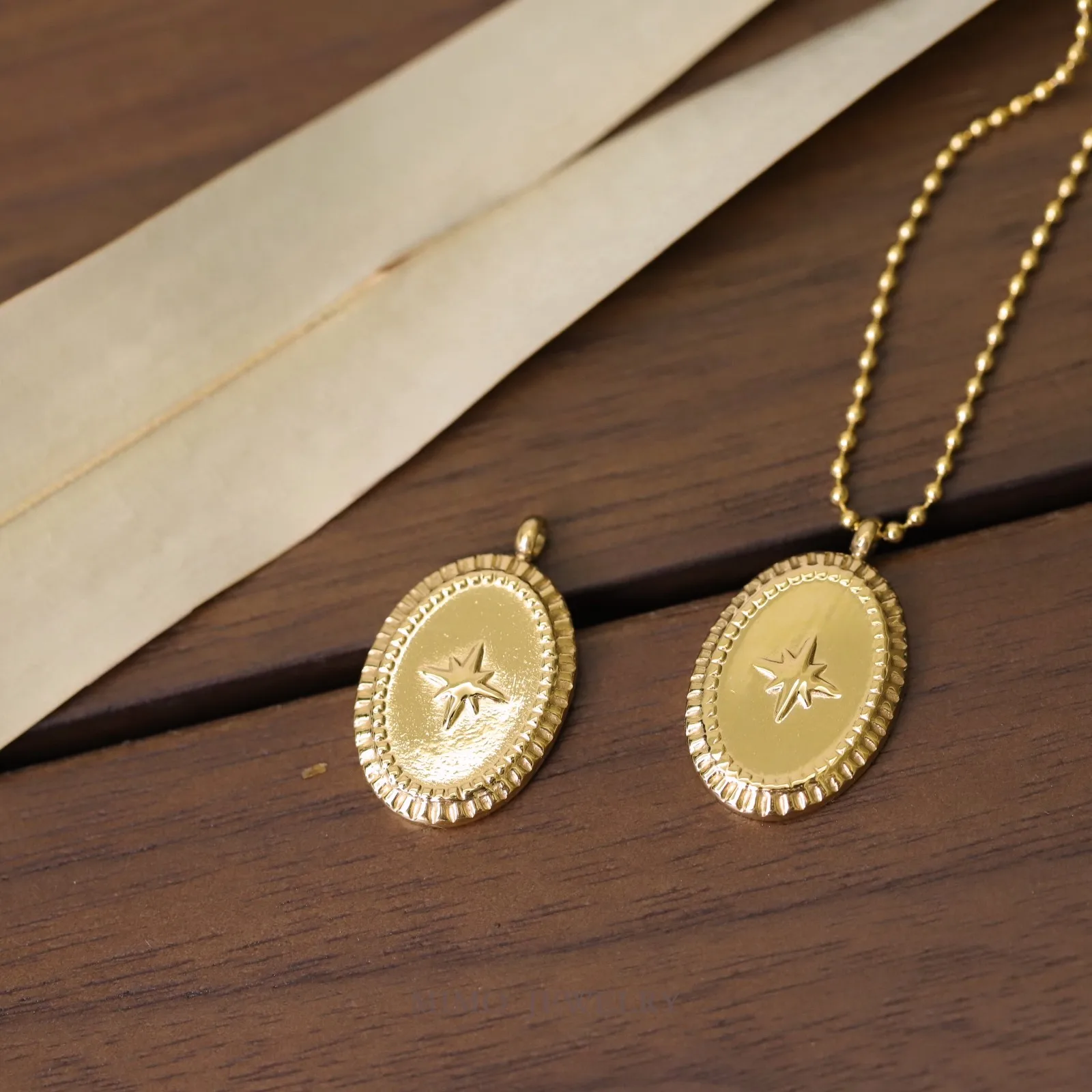 Retro Vintage Style Oval Octagonal Star Charms Pendant Supplies DIY Hand Stainless Steel Gold Plated Accessories 23x14mm