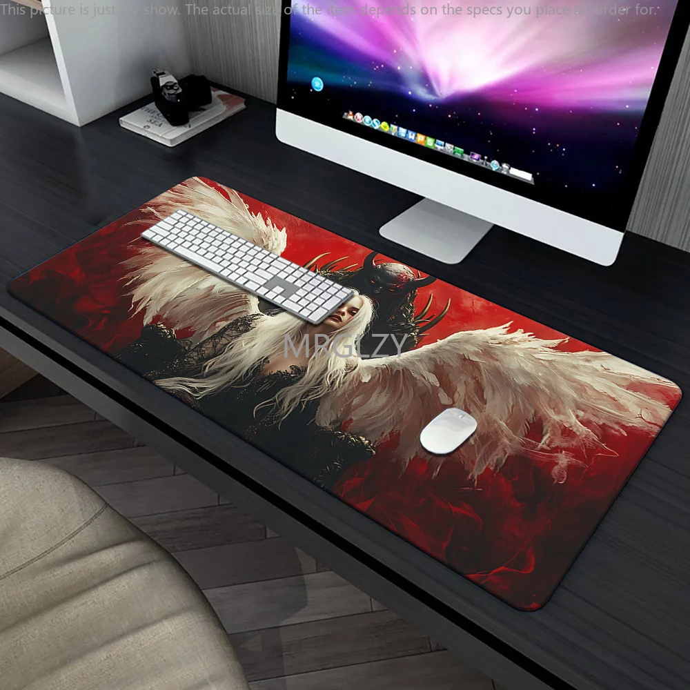لوحة ماوس الملائكة والشياطين قاعدة مطاطية كبيرة مضادة للانزلاق ملحقات مكتب الكمبيوتر لوحة ماوس للمكتب والألعاب لوحة المفاتيح حصيرة ديكور
