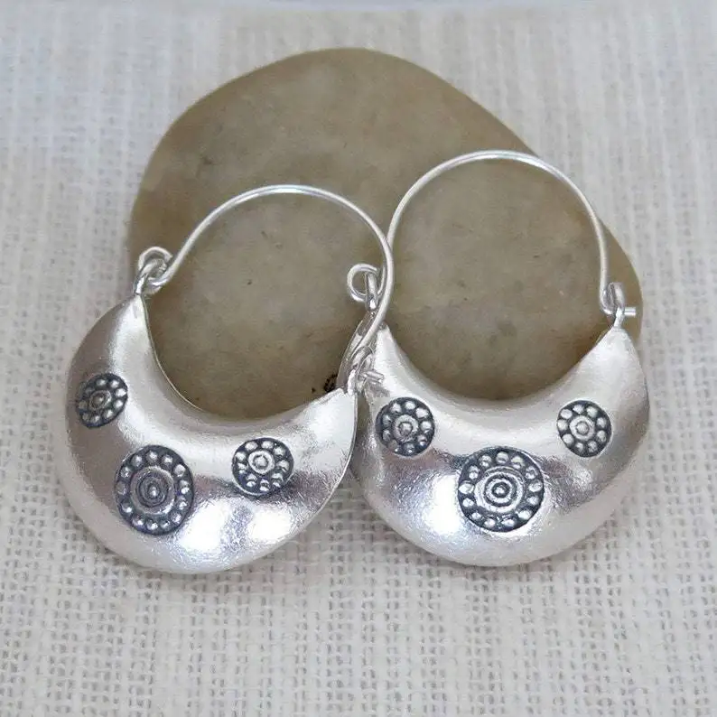 

Ele Ethnic Sle f Circle Print Beaded Hoops Faionable Jewelry Pearl Dangle Earrings Trendy Accory