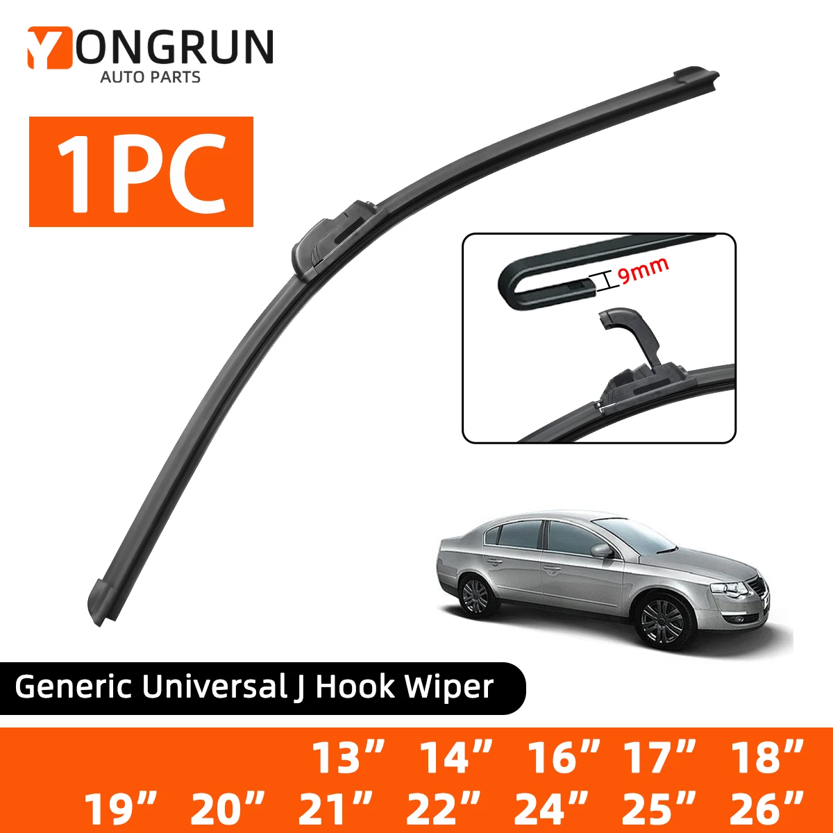 

YONGRUN 1 шт., щетки стеклоочистителя автомобиля, универсальный крючок из мягкой резины, безрамные автомобильные дворники без кронштейнов, 14 "16"18 "19" 20 "21" 22 "24" 26"