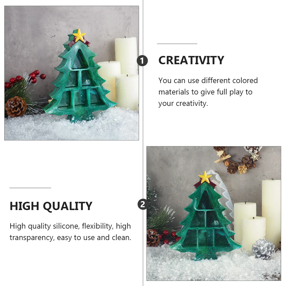 

Christmas Tree Shape Silicone Mold Diy Crystal Epoxy Storage Box Mould Handmade Simple Reverse Die For Xmas Decoration Crafts