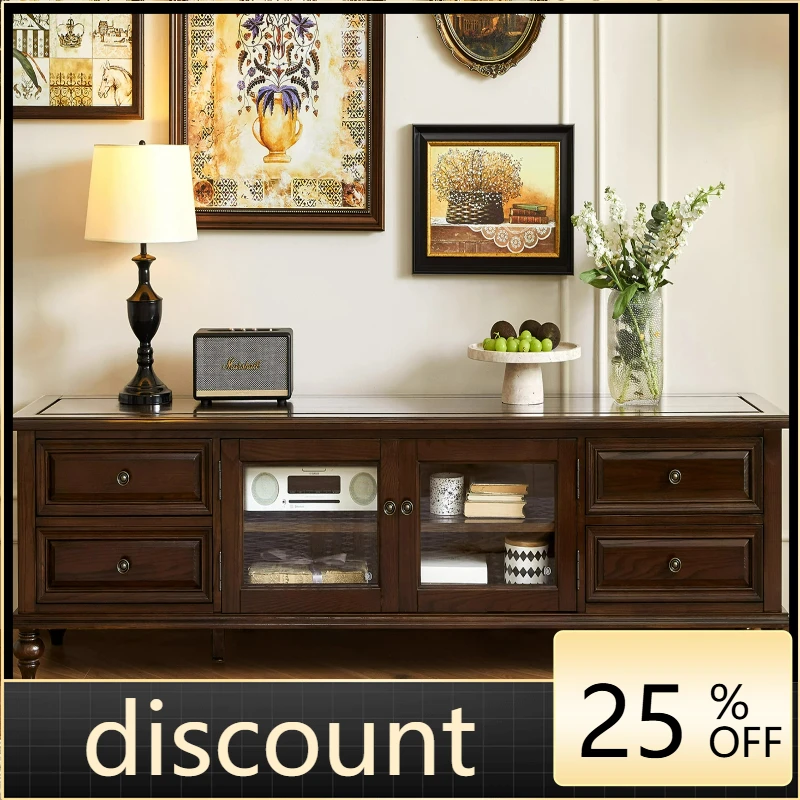 

LTT American all-solid wood TV cabinet, living room coffee table combination, rural retro storage