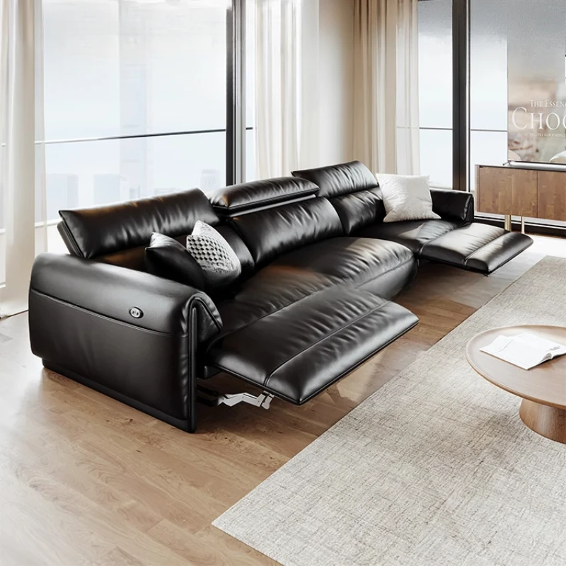 

Medieval multi-functional leather sofa retro brown simple