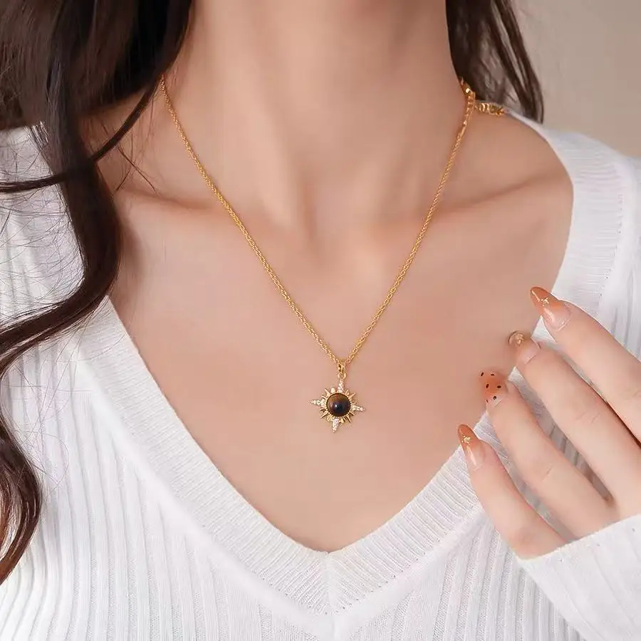 Melard Tigerauge Stein Sternenanhänger vergoldet mit 18K Gold Kette Halskette für Damen Luxus Set Accessoires Neuer trendiger Schmuck – Detail 7
