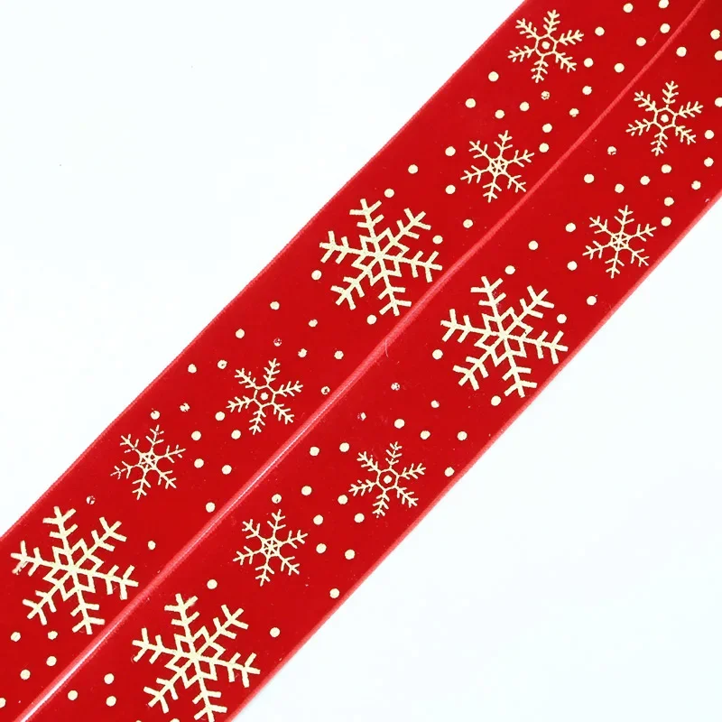 (3 yards/beutel) 38mm Weihnachten Samt Band Schneeflocke Folie Gold Folie Bänder Geschenk Box Paket Hochzeit Party Urlaub dekoration DIY