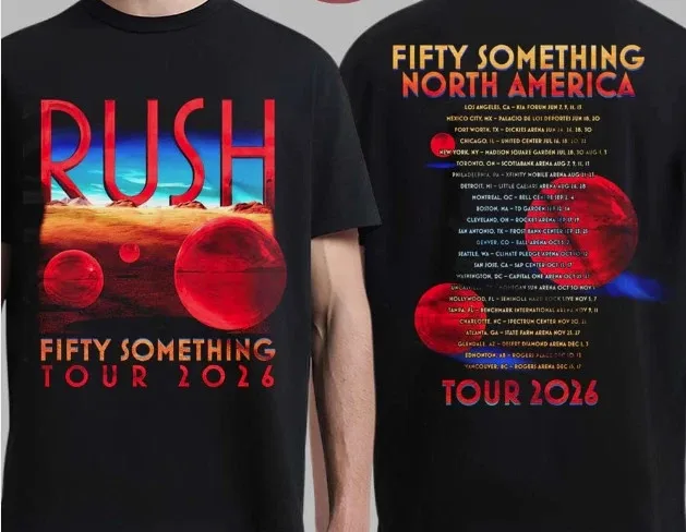 Fifty Something Tour 2026 RUSH Band Graphic T-Shirt Cotton Men Women Streetwear Tee