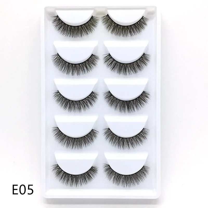 The most popular 3D E series 28 styles 5pairs/set 3D mink False EyeLashes 5 Pairs 3D Natural Long faux mink Eyelashes