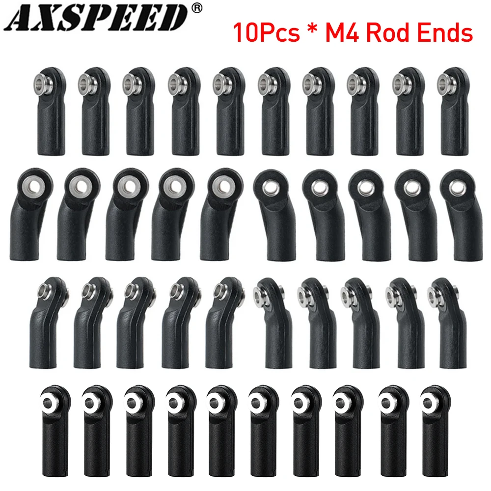 

AXSPEED 10Pcs Plastic M4 Rod Ends Link Balls Head Linkage Joint for 1/10 RC Crawler Car TRX4 TRX6 Axial SCX10 D90 Accessories