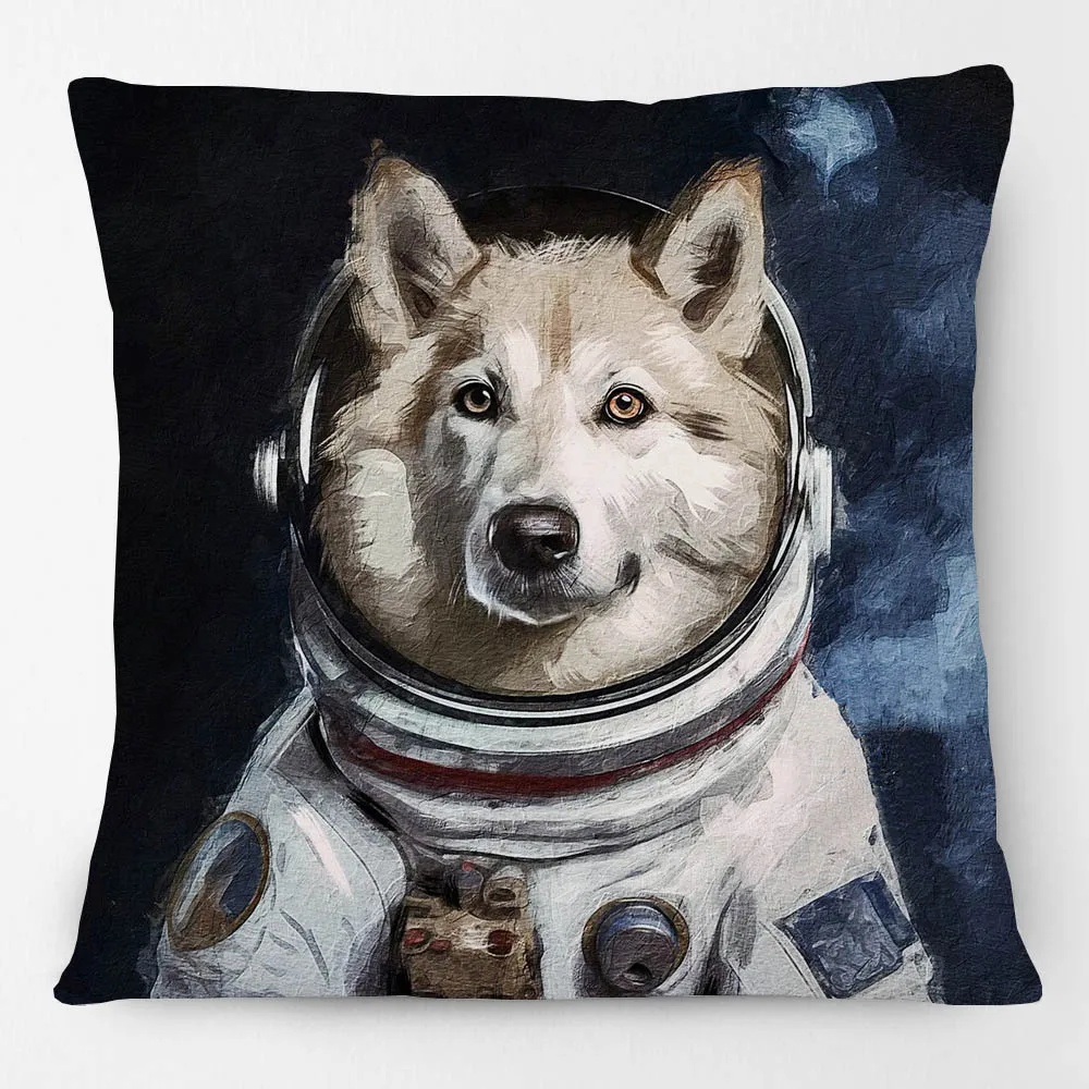 European Retro Dog Animals Police Astronaut Doctor Custome Cushion Cover Labrador Pug Schnauzer Decorative Pillow Case