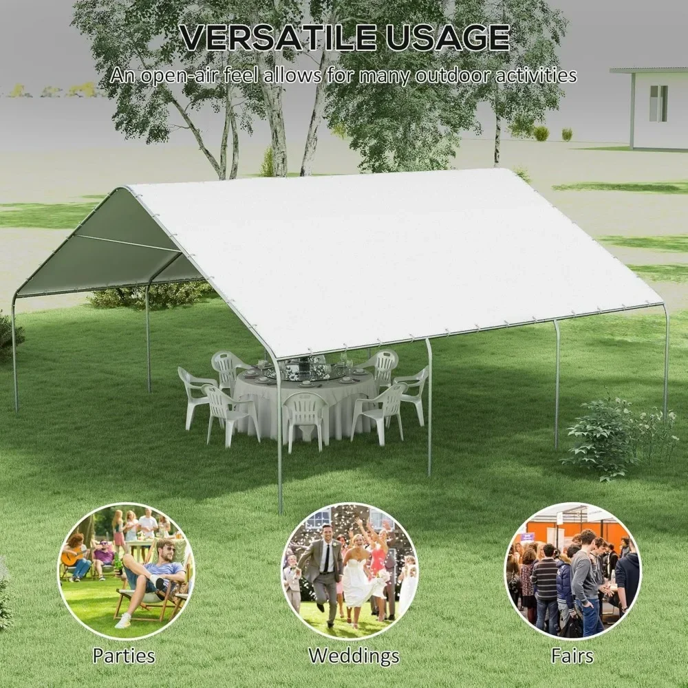 Carport, Heavy Duty Party Tent, Portable Garage, Outdoor Canopy Tent with Galvanized Steel Frame for Car, Truck, Boat